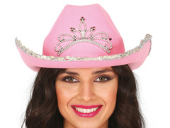 Rózsaszín cowboy kalap tiarával - 1 db.