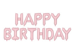 Boldog születésnapot fólia léggömb matt rózsaszín - 340 x 35 cm