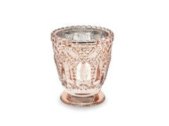 Üveg gyertyatartók - rózsaarany - 8 cm - 4 db.