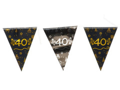 Fekete zászlós banner negyvenedik születésnapra - 400 cm - 1 db.