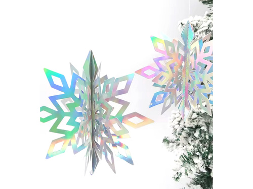 Irizáló hópehely füzér - 6 db.