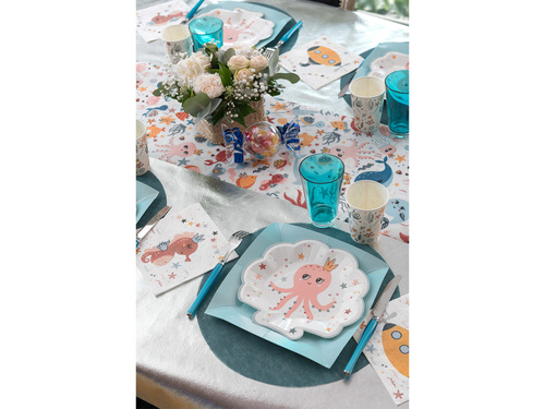 Papírtányérok születésnapi rózsaszín polip - 10 db.