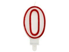 Számgyertya piros szegéllyel nulla - ""