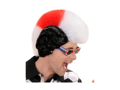 Piros, fehér-fehér-fehér legyező paróka