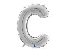 Ezüst C betűs fólialufi - 66 cm - 1 db.