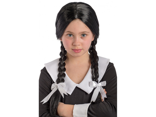 Fekete paróka copfokkal és masnival - 1 db.