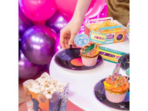 Retro Disco papírtányér - 18 cm - 6 db.