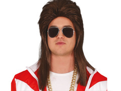 Férfi barna 1970-es évekbeli paróka - 1 db.