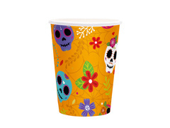 Halloween papírpoharak Mexikói koponya - 220 ml - 6 db.