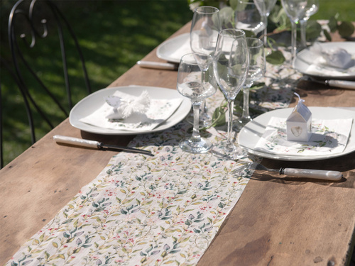 Asztali futó dekoráció zöld levelekkel - 26 cm x 3 m - 1 db.