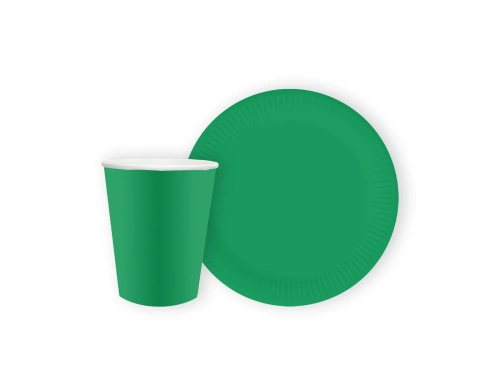 Készlet poharak + papírtányérok zöld - 24 db.