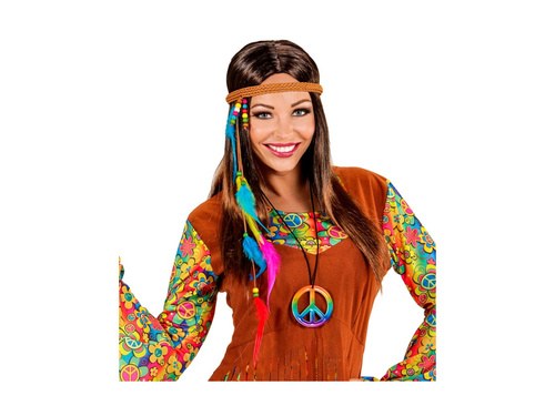 Hippi fejpánt gyöngyökkel és színes tollakkal