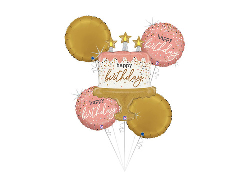 Boldog születésnapot torta fólia léggömbök - 26" + 14" - 5 db.