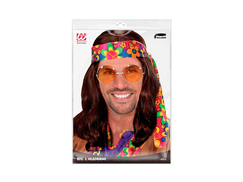 Barna Hippie Dude paróka hajpánttal