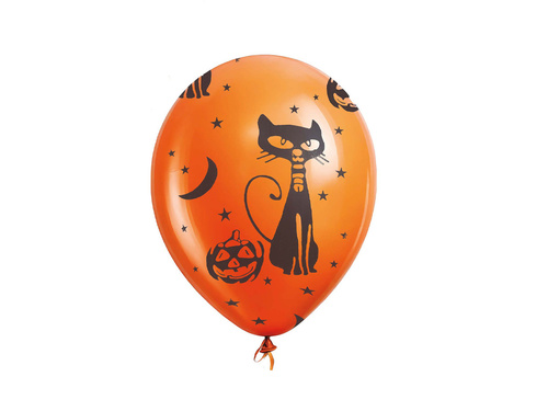 Nyomtatott Halloween lufi - Macska - 30 cm - 10 db.