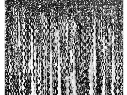 Spirál függöny fekete csillagokkal - 100 x 200 cm