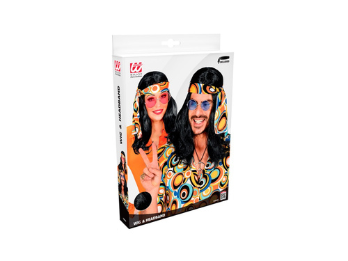 Fekete 70-es évek Disco Fever Hippie paróka. egy zenekarral