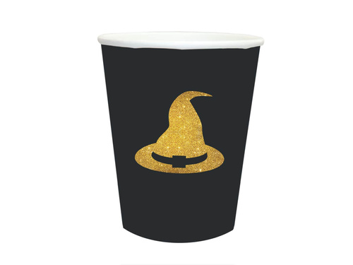 Halloween papírpoharak A boszorkány és a macska - 250 ml - 6 db.