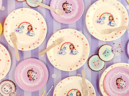 Papírtányérok Gabi macskaház szülinapjára - 23 cm - 6 db.