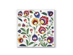 Fehér szalvéták łowickie motívummal - 33 cm - 20 db.