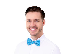 Kék flitteres csokornyakkendő - 7 x 12 cm - 1 db.