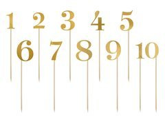 Arany fém asztali számok - 11 db.