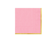 Rózsaszín papírszalvéta aranyszegéllyel - 33 cm - 10 db.