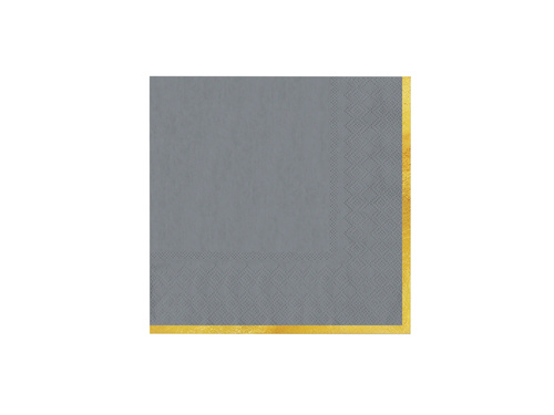 Szürke papírszalvéta aranyszegéllyel - 33 cm - 10 db.