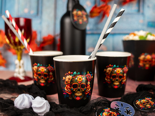 Dia De Los Muertos Halloween papírpoharak - 250 ml - 6 db.