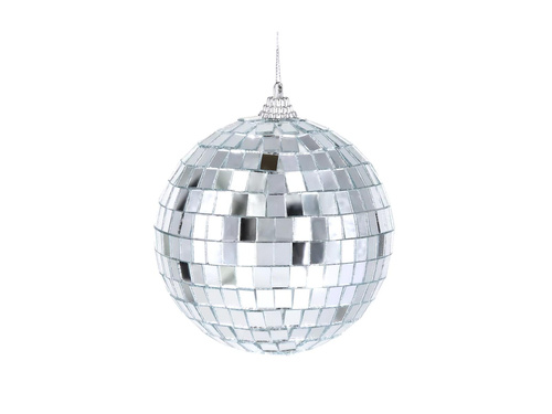 Ezüst tükör diszkógömb - 10 cm - 1 db.