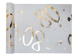 Nyomtatott asztali futó dekoráció 80. születésnapra - 30 cm x 5 m - 1 db.