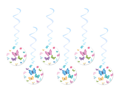 Születésnapi függő dekoráció Pillangók - 6 db.