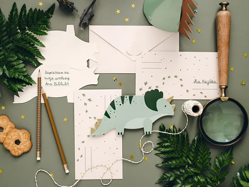 Triceratops dinoszauruszok születésnapi meghívók - 6 db.