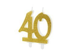 40. születésnapi gyertya arany csillogással - 1 db.