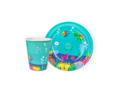 Szett poharak + papírtányérok Víz alatti világ - 24 db.