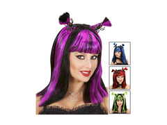 Halloween paróka pókokkal / denevérekkel - 4 színben (mix)