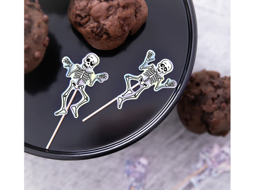 Halloween Skeleton cupcake picks - 6 db.