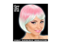 Rózsaszín és türkizkék Fashion melange paróka