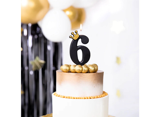 Hatos gyertya fekete koronával - 6 - 1 db.