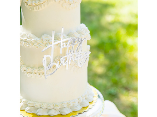 Boldog születésnapot tortadísz - ezüst - 1 db.