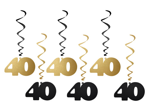 Lógó dekoráció örvények 40. születésnap - 6 db.