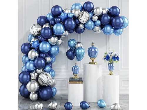 Ezüst-kék lufi girland lufi készlet - 79 db.