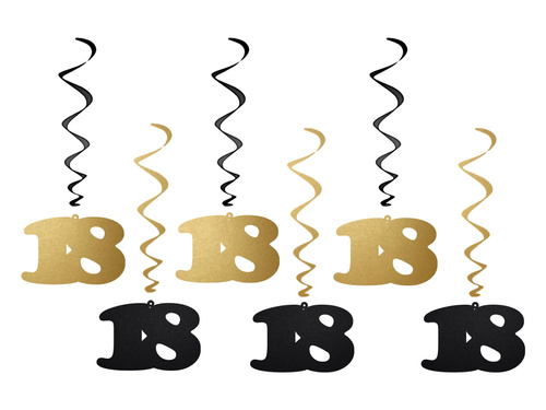 Akasztós dekoráció örvények 18. születésnap - 6 db.