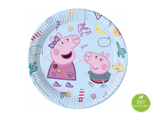 Peppa Pig születésnapi papírtányérok - 23 cm - 8 db.