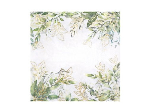 Papírszalvéta zöld levelekkel - 33 cm - 20 db.