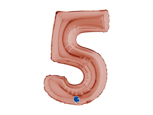 Fólia lufi szám 5 arany rózsaszín - 14" - 1 db.