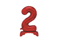 Fólia lufi álló szám 2 piros - 76 cm - 1db.