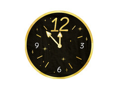 Szilveszteri óra Boldog új évet szalvéta fekete - 33 cm - 10 db.