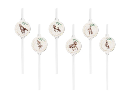 Születésnapi szívószálak lovak - 6 db.