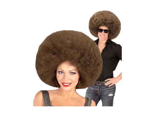 Nagy barna afro paróka, kiváló minőségű